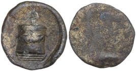 The Roman Empire. PB Tessera, 1st century BC-1st century AD. D/ Garlanded round altar. PB. 0.81 g. 12.00 mm. About VF.