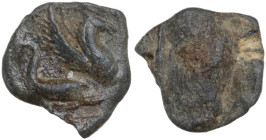 The Roman Empire. PB Tessera (?), 1st century BC-1st century AD. D/ Forepart of Pegasus right; below, dolphin right. R/ Blank. PB. 1.12 g. 11.50 mm. A...