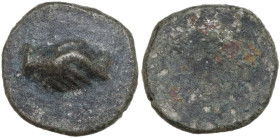 Leads from Ancient World. PB Lead (?) seal. D/ Clasping hands. R/ Blank. PB. 3.06 g. 15.00 mm. EF.