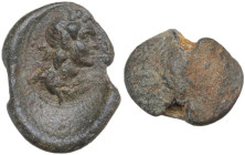 The Roman Empire. PB Seal, 1st century BC-1st century AD. D/ Draped bust of Dionysus right, wearing wreath of ivy. PB. 1.72 g. 14.00 mm. About VF.