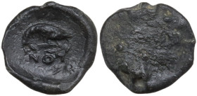 The Roman Empire. PB Seal, 1st century BC-1st century AD. D/ Shrimp right; below, NOT. R/ Uncertain. PB. 1.20 g. 12.00 mm. VF.