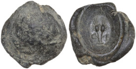 The Roman Empire. PB Seal, 1st century BC-1st century AD. D/ Uncertain. R/ Two corn-ears flanked by C - F. PB. 1.72 g. 11.50 mm. F/VF.