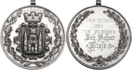 Austria. City of Linz. AR Medal, Linz, 1893. Obv. Coat of arms of the city Linz within oak-wreath. Year engraved above after minting. Rev. Inscription...
