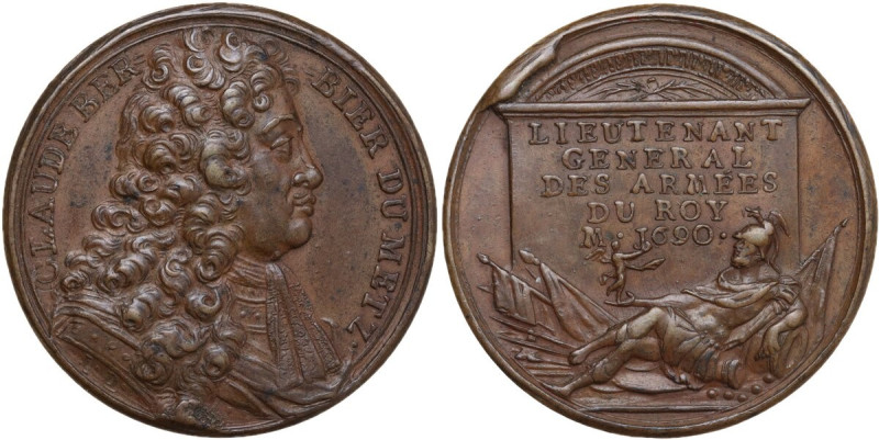 France. Louis XIV (1643-1715). AE Medal, 1690, for the death of the general. Obv...