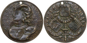 France. AE Medal. Obv. Cuirassed bust of Jeanne d'Arc left. Rev. Crowned sword and coats of arms of Rouen, Orleans and Reims; all within laurel wreath...