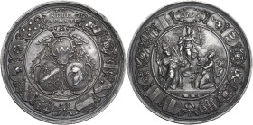 Germany. AR Medal, Würzburg, 1795, Sede vacante. Obv. Crowned and garnished coat-of-arms upon two other garnished coats-of-arms; around, border of ten...