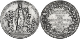 Germany. Wilhelm I. AR Medal for the 'Landwirtschaftliches Verein Rheinpreußen', time of Wilhelm I (1861-1888). Obv. Female figure standing front, hol...