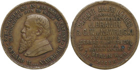 Germany. Gerard W. von Nawrocki. AE Advertisement Jeton, Berlin, 1882. For the 5000th patent submitted. Obv. Bust of Gerard W. von Nawrocki left. Rev....