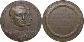 Great Britain. AE Medal to commemorate the Battle of Jutland in 1916. Obv. Three-quarter busts of Admirals Jellicoe and Beatty in military uniform rig...