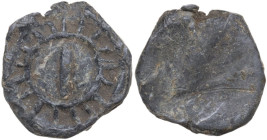 Kievan Rus. PB unattributed fur money seal with a numeral (12th century). Obv. Roman numeral I in a honeycomb rim. PB. 2.92 g. 14.00 mm. VF.