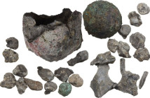 Kievan Rus. A crucible for melting seals for fur money (12th century), some blanks and sprues from it.