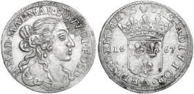 Italy. Maria Maddalena Centurioni (1663-1669), moglie di Pasquale Malaspina. AR Luigino 1667, Fosdinovo mint. CNI cfr. 3/6; Camm. 71. AR. 2.14 g. 21.0...