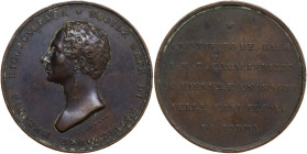 Italy. Cristoforo de Bach, choreographer. AE Medal, 1825. Obv. Head of Cristoforo de Bach left. Rev. Inscription in five lines. AE. 42.00 g. 41.00 mm....