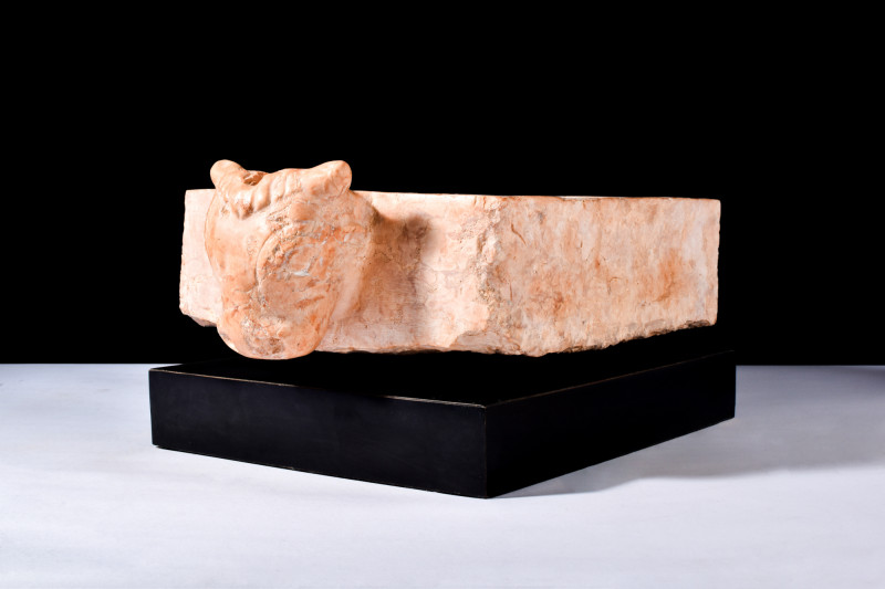 Ca. 300BC .
This stone votive bull altar stands as a profound embodiment of ritu...