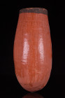 Ca. 2050-1786 BC.
A beautifully modelled cylindrical vessel of alabastron form, the cylindrical body tapering to the pointed base, the plain rim paint...