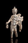 Ca. 100-200 AD.
A nicely detailed figure of semi-naked god Mercury (Hermes in Greek mythology), the messenger of the Gods, wearing a winged petasos ca...