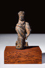 Ca. 1st-2nd century AD.
Crafted with meticulous artistry, this bronze figurine reverently portrays the goddess in a dignified stance. Draped in the ro...