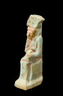 Late to Ptolemaic Period, ca. 664-30 BC.
A glazed composition amulet of Isis nursing her son, Horus, captures a timeless scene of maternal devotion. C...
