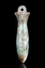 Late Period, ca. 664-332 BC.
An amulet formed in the shape of a papyrus column known as a papyrus sceptre or Wadj sceptre. This delicately formed piec...