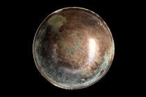Ca. 200-450 AD.
A bronze bowl with a broad body with a brilliant patina enhancing the entire surface. These bowls were often used to serve meals and h...