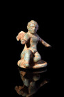 Ca. 100-200 AD.
A bronze figurine portrays the mythical figure of Cupid, a prominent deity in Roman mythology associated with love, desire, and affect...