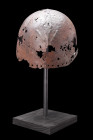 Ca. 11th-12th century AD.
An iron skull-cap of hemispherical form, crafted with precision to fit the contours of the human head. This marvelous piece ...
