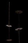Ca. 14th-15th Century AD.
A poniard with iron, disc like fittings that have scalloped edges. The blade is long and thin, much of the same proportions ...