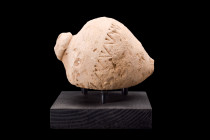 Ca. 800-1000 AD.
A ceramic grenade also referred to as 'Greek Fire'. This hollow ceramic vessel consists of a piriform body, with a short neck and a d...