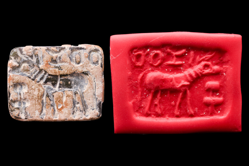 Ca. 3rd millennium BC.
A steatite stamp seal from the mature Harappan period (In...