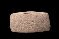 Ca. 5000-3000 BC.
A nice stone axe head with a slightly rounded butt and curved edge, the ground socket has a hole drilled in to accept a haft. During...
