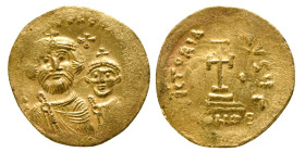 AD 610-641.
Heraclius and Heraclius Constantine Av. solidus, Constantinople. dd NN hERACLIUS ET hERA CONST PP AVG; facing busts of Heraclius, with sho...