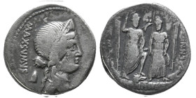 75 BC.
Cn. Egnatius Cn. f. Cn. n. Maxsumus Ar. denarius, Rome. Diademed and draped bust of Libertas to right; pileus and MAXSVMVS downwards behind. Re...