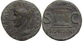 Ca. AD 31-37.
Divus Augustus Ae. As, struck under Tiberius. DIVVS AVGVSTVS PATER; radiate head left. Rev. S-C either side of large altar, PROVIDENT in...