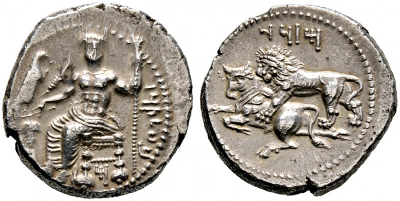 Kilikia. Tarsos. Mazaios 361-334 v. Chr. Stater. Baaltars auf persischem Diphros...