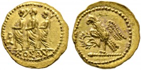 Schwarzmeergebiet. Scythia. König Koson ca. 50-25 v. Chr. Goldstater -Olbia-. Magistrat zwischen zwei Liktoren nach links schreitend, davor Monogramm ...