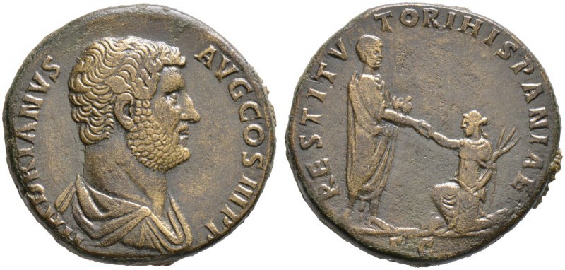 Kaiserzeit. Hadrianus 117-138. Sesterz 136 -Rom-. HADRIANVS AVG COS III P P. Blo...