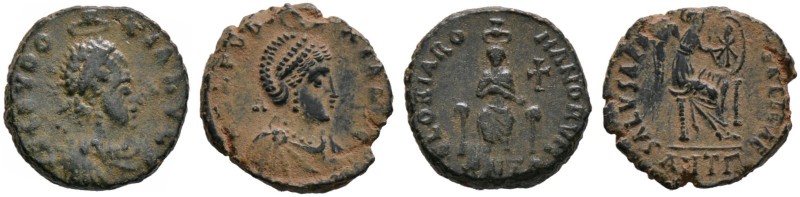 Kaiserzeit. Aelia Eudoxia †404, Gemahlin des Arcadius. Lot (2 Stücke): Bronzemün...