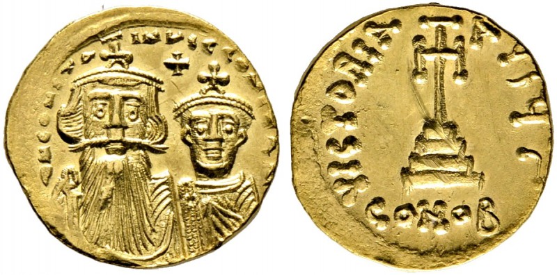 Constans II. mit Constantinus IV. 654-668. Solidus 654/659 -Constantinopolis-. 3...