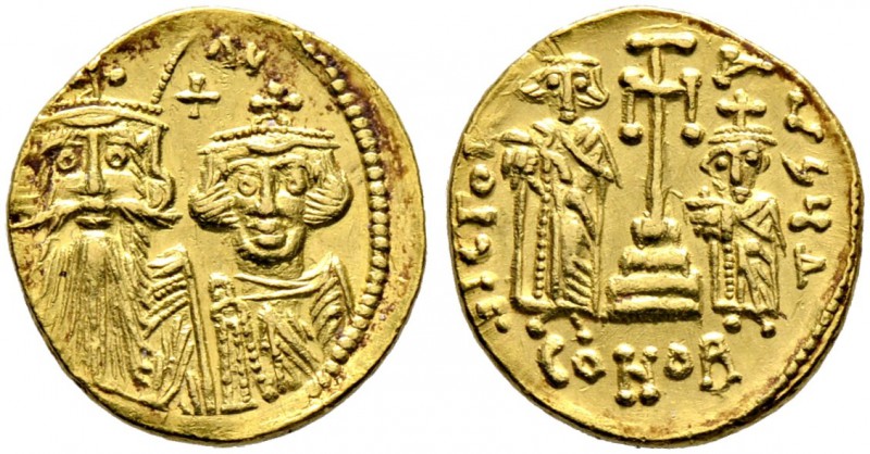 Constans II. mit Constantinus IV. 654-668. Solidus 662/667 -Constantinopolis-. 4...