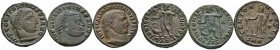 3 Stücke: Folles des Licinius I. -Heraclea- (Büste nach rechts / Jupiter mit Speer und Victoriola, 4,25 g), des Constantinus I. -Siscia- (Büste nach r...