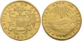 Chile. Republik. 8 Escudos 1837 -Santiago- (IJ). KM 93, Fr. 37. 27,05 g sehr schön-vorzüglich