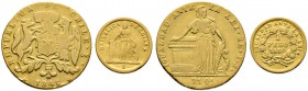 Chile. Republik. Lot (2 Stücke): 2 Escudos 1845 sowie Peso 1860. Stehende Libertas. KM 102.1,133, Fr. 43,48. zus. 7,23 g Feingold (875er bzw. 900er) F...