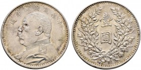 China-Republik. 1. Republik 1912-1949. Dollar Jahr 9 (1920). Präsident Yuan Shih-kai. Y. 329.6, Dav. 225. 
minimale Randfehler, vorzüglich