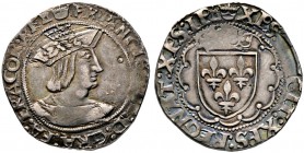Frankreich-Königreich. Francois I. 1515-1547. Teston o.J. -Tours-. 4e Type. Gekröntes Brustbild nach rechts / Gekrönter Wappenschild im Elfpass. Dupl....