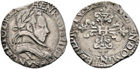 Frankreich-Königreich. Henri III. 1574-1589. Demi-franc au col plat 1587 -Amiens-. Dupl. 1131, Ciani 1431. 
überdurchschnittliche Erhaltung, gutes seh...