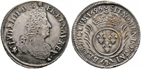 Frankreich-Königreich. Louis XIV. 1643-1715. 1/2 Ecu aux palmes (Reformation) 1696 -Rennes-. Gad. 185 (R), Ciani 1895, Dupl. 1521A. 
feine Patina, seh...