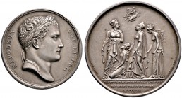 Frankreich-Königreich. Napoleon I. 1804-1815. Mattierte Silbermedaille 1806 von Andrieu und Jeuffroy, auf die Kapitulation von Spandau, Stettin, Magde...