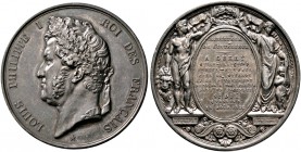 Frankreich-Königreich. Louis Philippe 1830-1848. Silberne Prämienmedaille 1836 von Barre, des Innenministeriums - für Mut und Menschlichkeit. Belorbee...