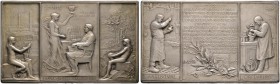 Frankreich-Königreich. Dritte Republik. Versilberte Bronzeplakette 1892 von Roty, auf die 50-Jahrfeier der Silberschmiede und Silber­warenfabrik Chris...