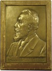 Frankreich-Königreich. Dritte Republik. Große Bronzeguss-Plakette 1919 von Ch. Pillet, auf den Industriellen Charles Risler. Dessen Brustbild nach lin...